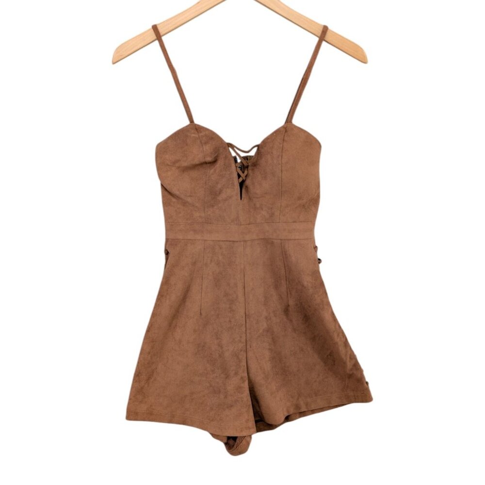 Angel Biba Brown Suede Romper